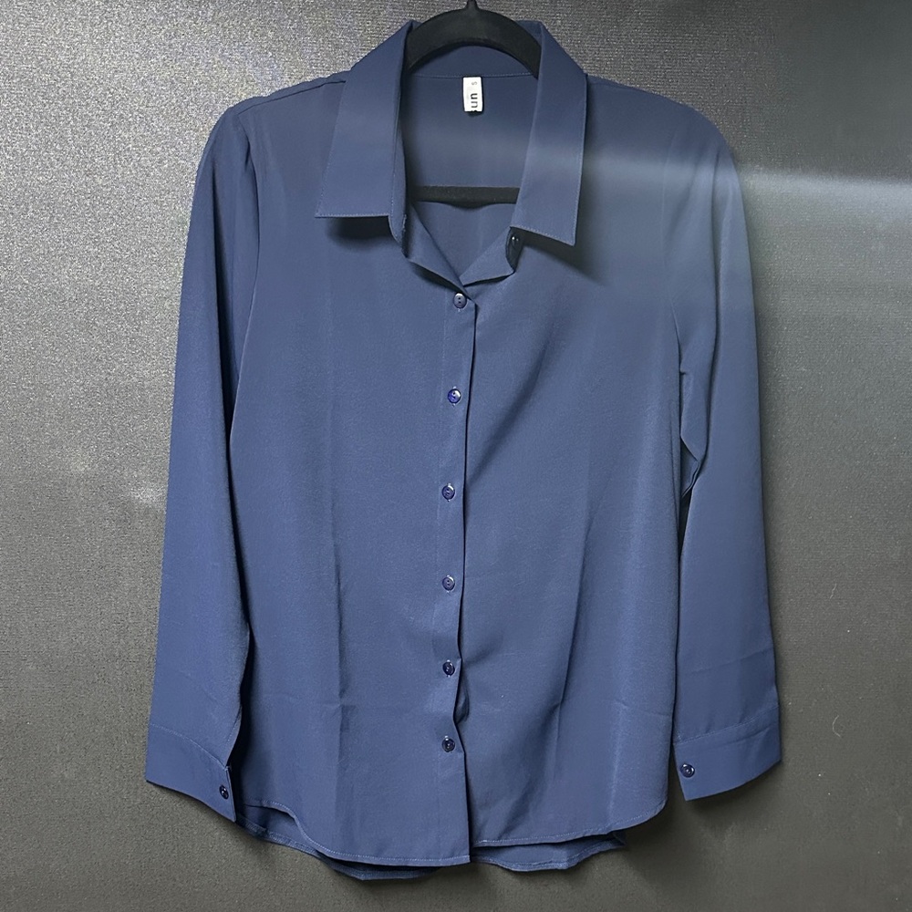 Women's Navy Button Down Shirt